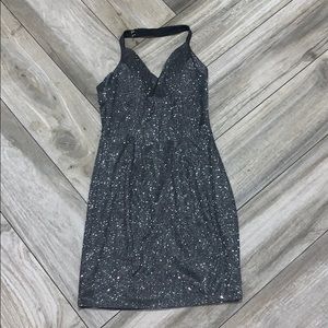 Gunmetal silver tight fitting short-dress